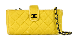 Chanel Phone Holder Chain Pouch, Velvet, Yellow, 20218555 (2014/15), 3*